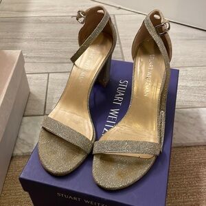 Stuart weitzman nudist sandal in silver sequin